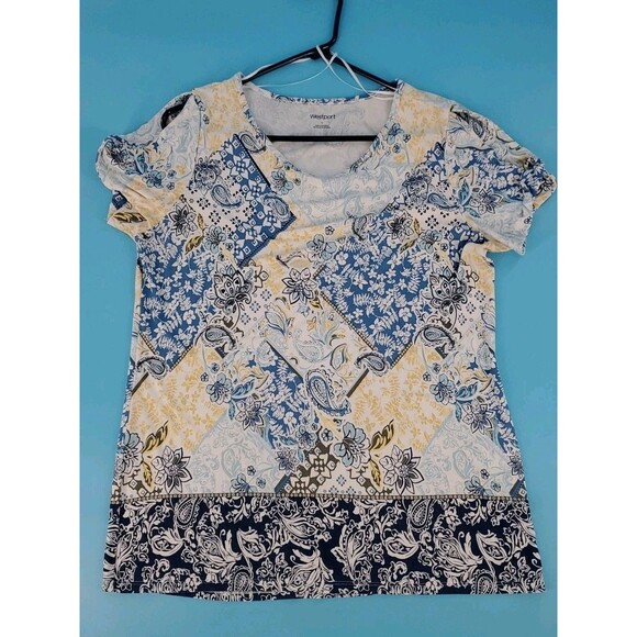 Women Short Sleeve Top Lg Floral Boho Multicolor Open Sleeve Lightweight Casual - Picture 15 of 16